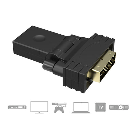 360 Degree Rotation Gold Plated DVI 24+1 Pin Male to 19 Pin HDMI Female Adapter-garmade.com
