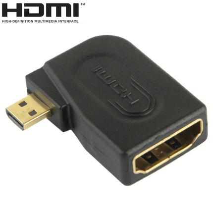Gold Plated Micro HDMI Male to HDMI 19 Pin Female Adaptor with 90 Degree Angle(Black)-garmade.com