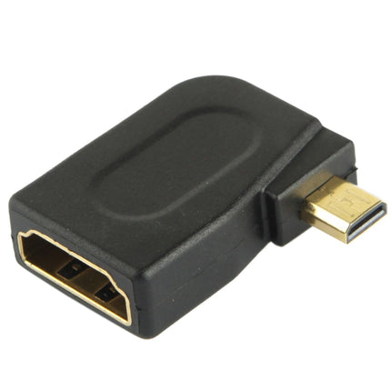 Gold Plated Micro HDMI Male to HDMI 19 Pin Female Adaptor with 90 Degree Angle(Black)-garmade.com
