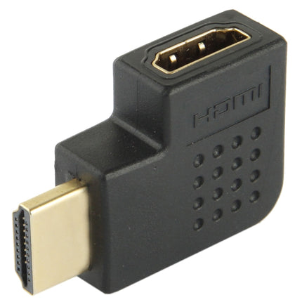 Gold Plated HDMI 19 Pin Male to HDMI 19 Pin Female Adapter with 90 Degree Angle(Black)-garmade.com