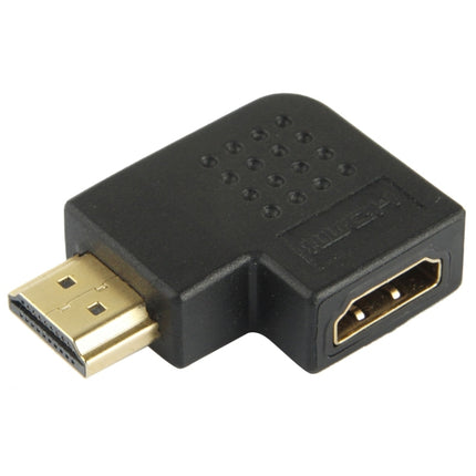 Gold Plated HDMI 19 Pin Male to HDMI 19 Pin Female Adapter with 90 Degree Angle(Black)-garmade.com