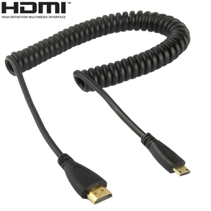 1.4 Version, Gold Plated Mini HDMI Male to HDMI Male Coiled Cable, Support 3D / Ethernet, Length: 60cm (can be extended up to 2m)-garmade.com