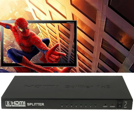 V1.4 Full HD 1080P 1 x 8 HDMI Amplifier Splitter, Support 3D(Black)-garmade.com