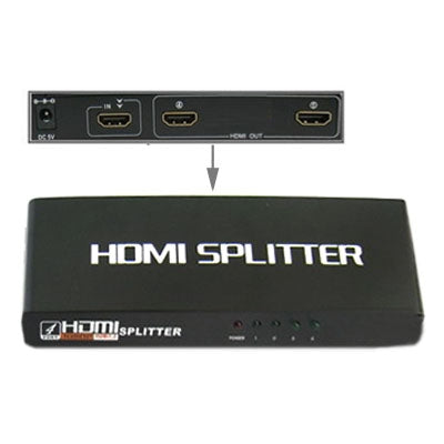 2 Ports 1080P HDMI Splitter, 1.3 Version, Support HD TV / Xbox 360 / PS3 etc(Black)-garmade.com