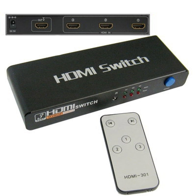 3 Ports 1080P HDMI Switch, 1.3 Version, Support HD TV / Xbox 360 / PS3 etc(Black)-garmade.com