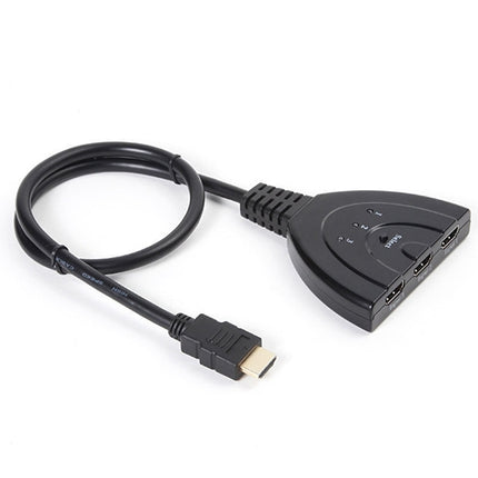 3x1 Pigtail HDMI Switcher Up to 1080P (Gold Plated)(Black)-garmade.com
