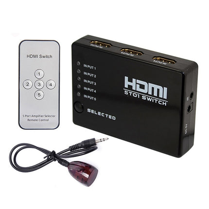 5 Ports 1080P HDMI Switch with Remote Controller, Support HDTV(Black)-garmade.com