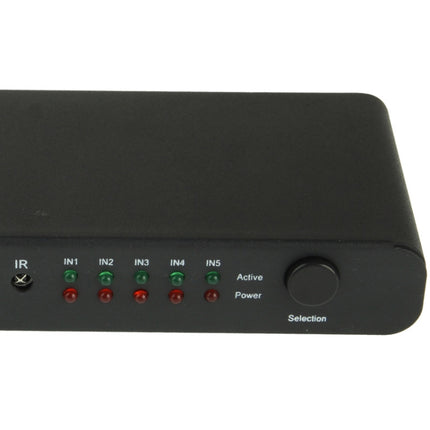 Full HD 1080P 5 Ports HDMI Switch with Remote Control & LED Indicator(Black)-garmade.com