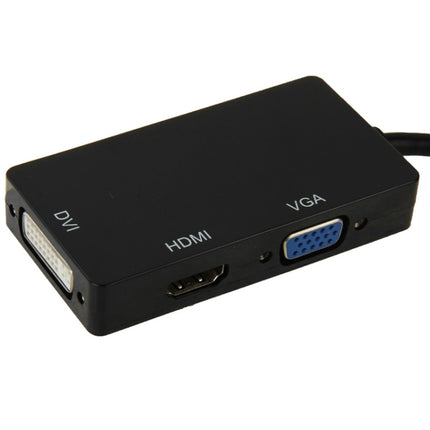 Mini DisplayPort Male to HDMI + VGA + DVI Female Adapter Converter Cable for Mac Book Pro Air, Cable Length: 17cm(Black)-garmade.com