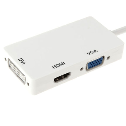 Mini DisplayPort Male to HDMI + VGA + DVI Female Adapter Converter Cable for Mac Book Pro Air, Cable Length: 17cm(White)-garmade.com
