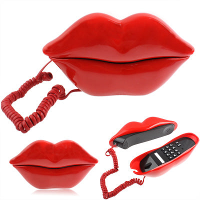 Sexy Red Hot lips Shape Wire Corded Telephone(Red)-garmade.com