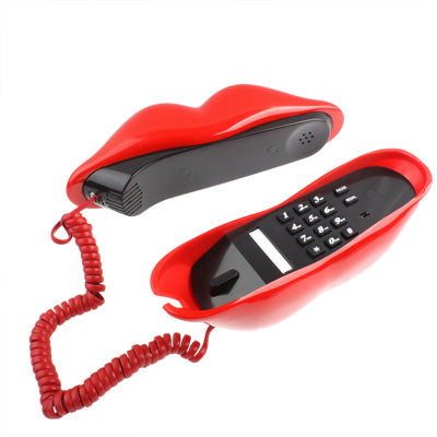 Sexy Red Hot lips Shape Wire Corded Telephone(Red)-garmade.com