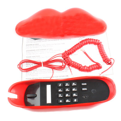 Sexy Red Hot lips Shape Wire Corded Telephone(Red)-garmade.com