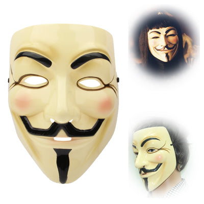V for Vendetta Design Plastic Mask(Yellow)-garmade.com