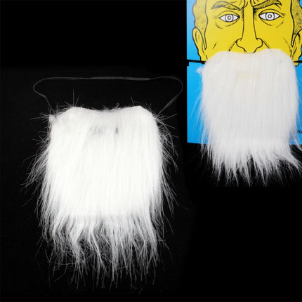 White Bushy Mustache Fake Beard with Elastic Strap(White)-garmade.com