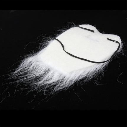 White Bushy Mustache Fake Beard with Elastic Strap(White)-garmade.com