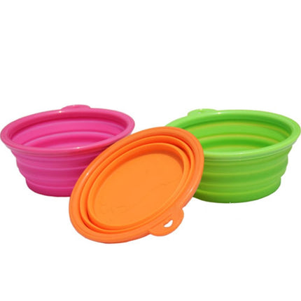Portable Stretchable Silicon Food Feeder Dish Serving Bowl Water Container for Cat Dog Pet (Random Color Delivery)-garmade.com