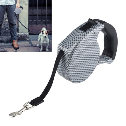 5m Black and White Grid Pattern Easy Operation Retractable Dog Leash(Black)-garmade.com