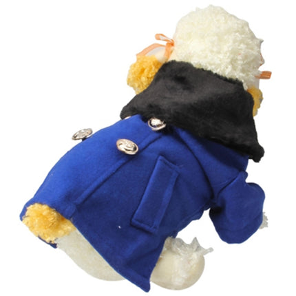 Gorgeous Woolen Cloth with Fur Collar Dog Coat Pet Clothes, Size: M(Dark Blue)-garmade.com