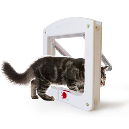 Cat / Small-scale Dog Friendly Transparent Flap, Universal 4 Way Locking(White)-garmade.com