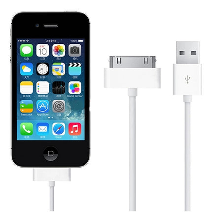 1m USB Double Sided Sync Data / Charging Cable For iPhone 4 & 4S / iPhone 3GS / 3G / iPad 3 / iPad 2 / iPad / iPod Touch(White)-garmade.com