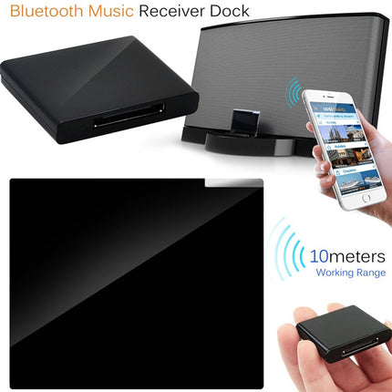Wireless Bluetooth Music Receiver For iPhone 4 & 4S / (iPad 3) / iPad 2 / iPod / Any Bluetooth Device(Black)-garmade.com