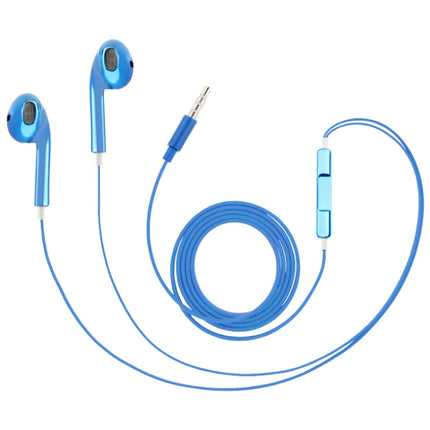 3.5mm Stereo Electroplating Wire Control Earphone for Android Phones / PC / MP3 Player / Laptops(Blue)-garmade.com