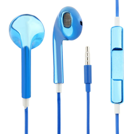 3.5mm Stereo Electroplating Wire Control Earphone for Android Phones / PC / MP3 Player / Laptops(Blue)-garmade.com
