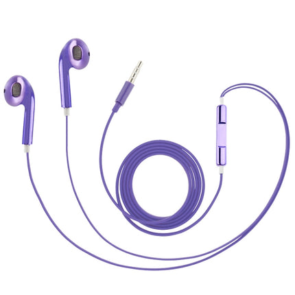 3.5mm Stereo Electroplating Wire Control Earphone for Android Phones / PC / MP3 Player / Laptops(Purple)-garmade.com