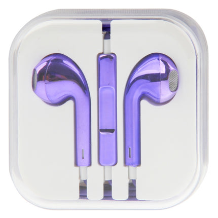 3.5mm Stereo Electroplating Wire Control Earphone for Android Phones / PC / MP3 Player / Laptops(Purple)-garmade.com