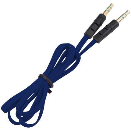 1m Noodle Style Aux Audio Cable 3.5mm Male to Male, Compatible with Phones, Tablets, Headphones, MP3 Player, Car/Home Stereo & More(Dark Blue)-garmade.com