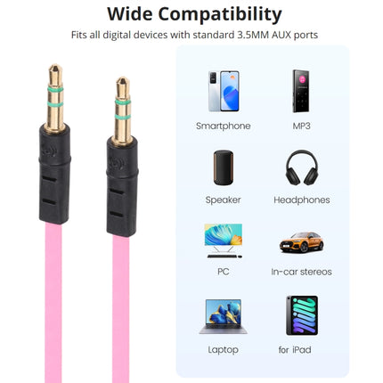 1m Noodle Style Aux Audio Cable 3.5mm Male to Male, Compatible with Phones, Tablets, Headphones, MP3 Player, Car/Home Stereo & More(Dark Blue)-garmade.com