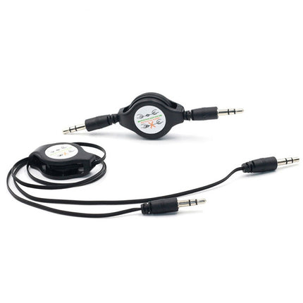 3.5mm Retractable Aux Audio Cable, Compatible with Phones, Tablets, Headphones, MP3 Player, Car/Home Stereo & More, Length: 11cm to 80cm(Black)-garmade.com