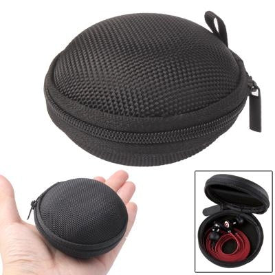 Grid Style Carrying Bag Box for Headphone / Earphone(Black)-garmade.com