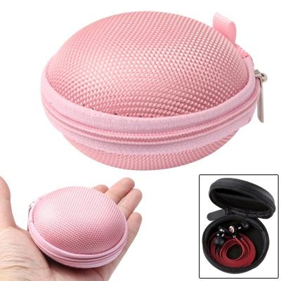 Grid Style Carrying Bag Box for Headphone / Earphone(Pink)-garmade.com