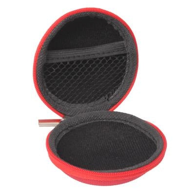 Grid Style Carrying Bag Box for Headphone / Earphone(Red)-garmade.com