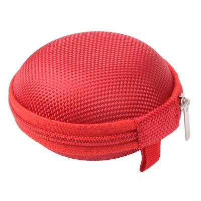 Grid Style Carrying Bag Box for Headphone / Earphone(Red)-garmade.com