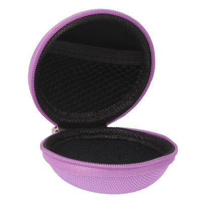 Grid Style Portable Carrying Bag Box for Headphone / Earphone(Purple)-garmade.com