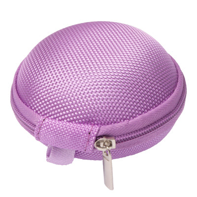 Grid Style Portable Carrying Bag Box for Headphone / Earphone(Purple)-garmade.com