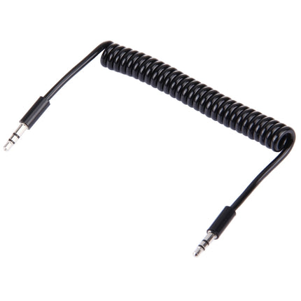 Spring Coiled 3.5mm Aux Cable, Compatible with Phones, Tablets, Headphones, MP3 Player, Car/Home Stereo & More, Length: 15cm - 170cm(Black)-garmade.com