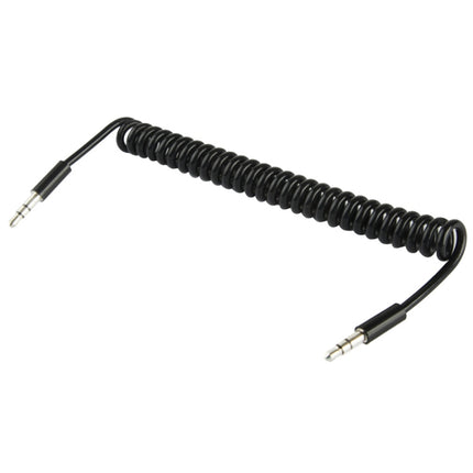 Spring Coiled 3.5mm Aux Cable, Compatible with Phones, Tablets, Headphones, MP3 Player, Car/Home Stereo & More, Length: 20cm up to 80cm(Black)-garmade.com