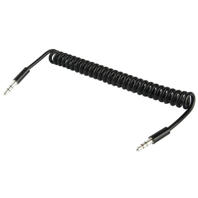Spring Coiled 3.5mm Aux Cable, Compatible with Phones, Tablets, Headphones, MP3 Player, Car/Home Stereo & More, Length: 20cm up to 80cm(Black)-garmade.com