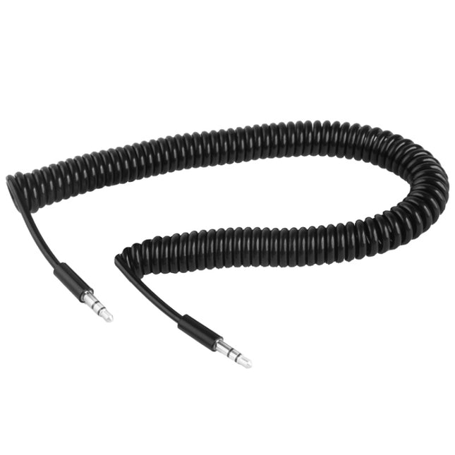 Spring Coiled 3.5mm Aux Cable, Compatible with Phones, Tablets, Headphones, MP3 Player, Car/Home Stereo & More, Length: 45cm up to 200cm(Black)-garmade.com