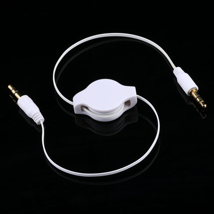 Aux Audio Cable 3.5mm Male to Male Retractable Cord, Compatible with Phones, Tablets, Headphones, MP3 Player, Car/Home Stereo & More, Length: 11cm to 80cm(White)-garmade.com