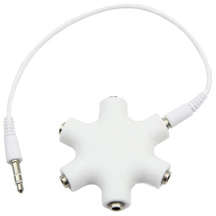 6 Ports Audio Splitter Headphone Connector with 3.5mm Audio Cable, Compatible with Phones, Tablets, Headphones, MP3 Player, Car/Home Stereo & More(White)-garmade.com