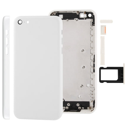 Full Housing Chassis / Back Cover with Mounting Plate & Mute Button + Power Button + Volume Button + Nano SIM Card Tray for iPhone 5C(White)-garmade.com
