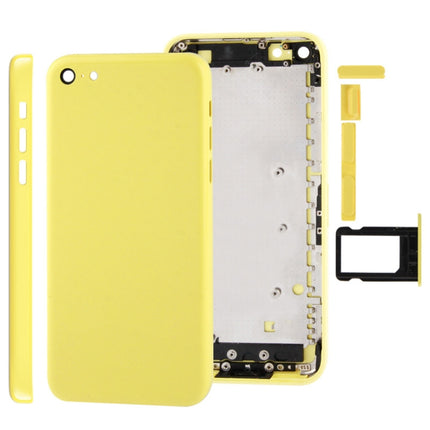 Full Housing Chassis / Back Cover with Mounting Plate & Mute Button + Power Button + Volume Button + Nano SIM Card Tray for iPhone 5C(Yellow)-garmade.com