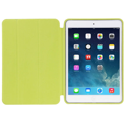 3-folding Naturally Treated Leather Smart Case with Sleep / Wake-up Function & Holder for iPad Air (Fluorescent Green)-garmade.com