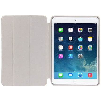 3-folding Naturally Treated Leather Smart Case with Sleep / Wake-up Function & Holder for iPad Air(Grey)-garmade.com