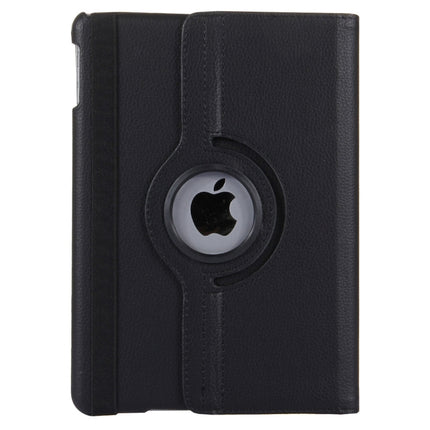 For iPad 9.7 (2018) & iPad 9.7 (2017) & Air 2 & Air 360 Degree Rotation Litchi Texture Leather Case with 2 Gears Holder(Black)-garmade.com